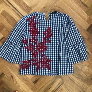 Zara Gingham Blouse NWOT